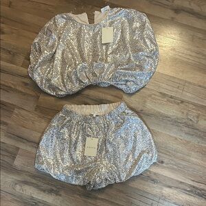 Entro Silver Sequin Crop Top